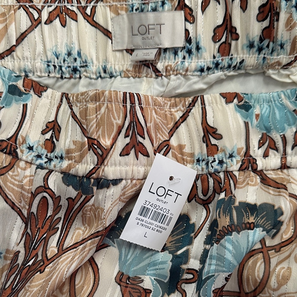 LOFT Floral Maxi Skirt in Cream and Blue